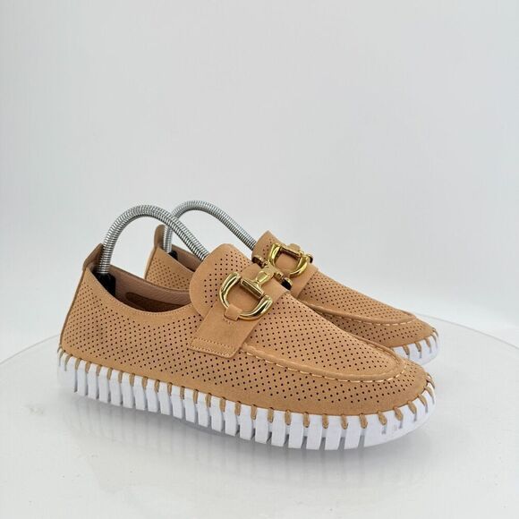 Ilse Jacobsen Women Tulip Bit Platform Slip On Shoe Size 41 11 Taupe Gold Loafer - Picture 3 of 15